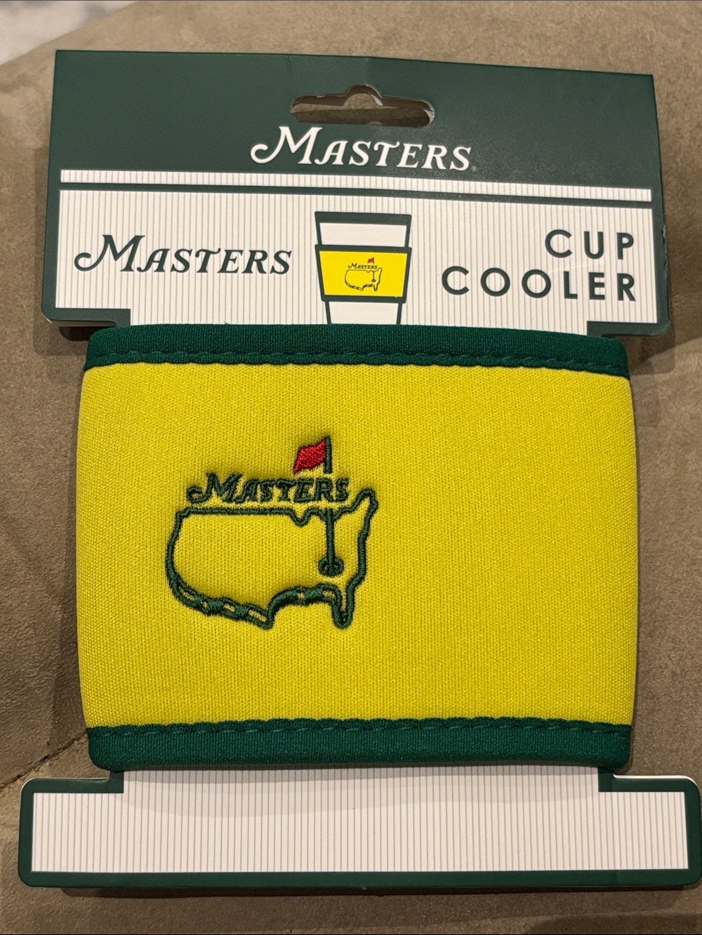 Masters Yellow and Green Embroidered Cup Cooler